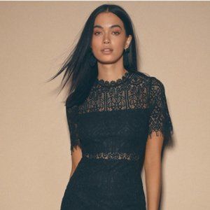 NWT Lulus Remarkable Black Lace Dress Size M